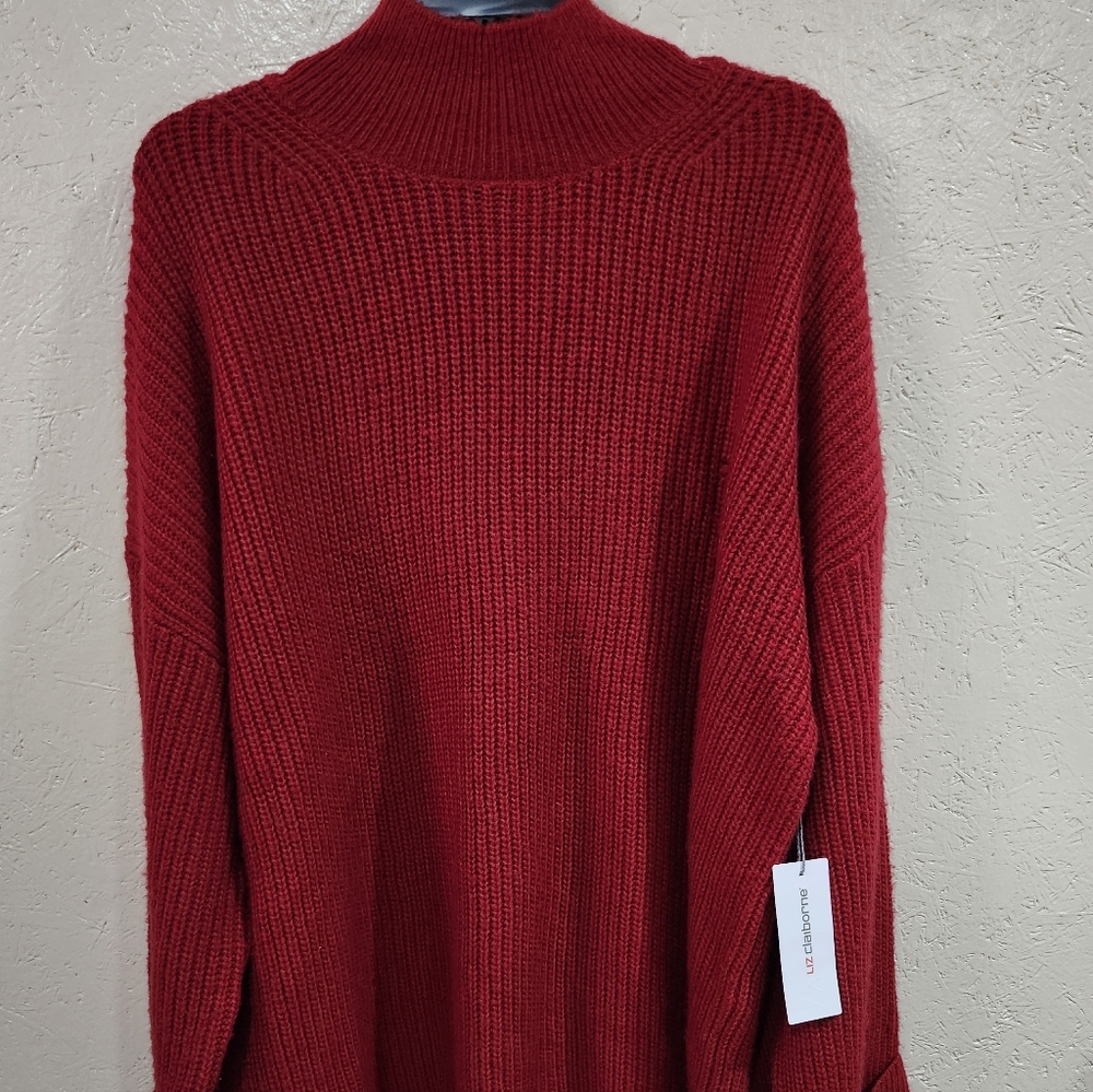 Liz Claiborne Red Turtleneck Sweater XL new *flaw See Picture